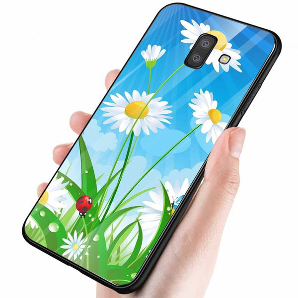 Beautiful Flowers Tempered Glass Phone Case for Samsung Galaxy J6 Plus