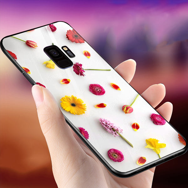 Beautiful Flowers Tempered Glass Phone Case for Samsung Galaxy S9