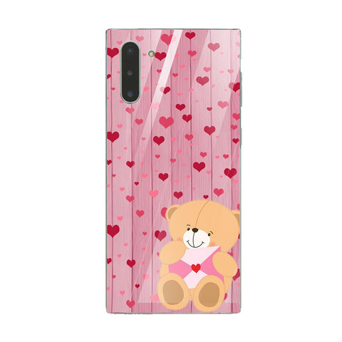 Cute Teddy Bear Tempered Glass Phone Case for Samsung Galaxy Note 10