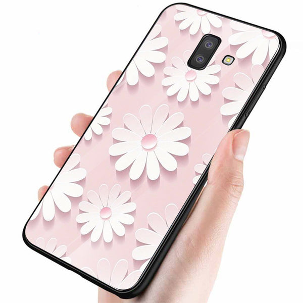 Beautiful Flowers Tempered Glass Phone Case for Samsung Galaxy J6 Plus