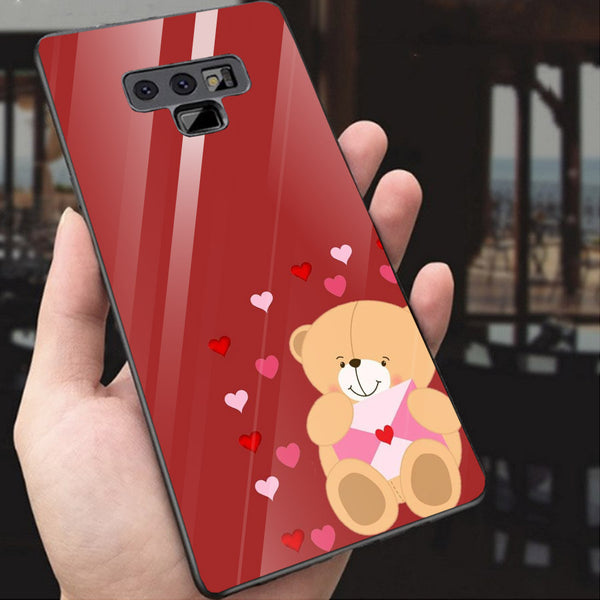 Cute Teddy Bear Tempered Glass Phone Case for Samsung Galaxy Note 9