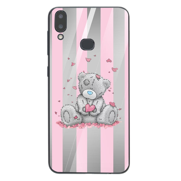 Cute Teddy Bear Tempered Glass Phone Case for Samsung Galaxy A10S