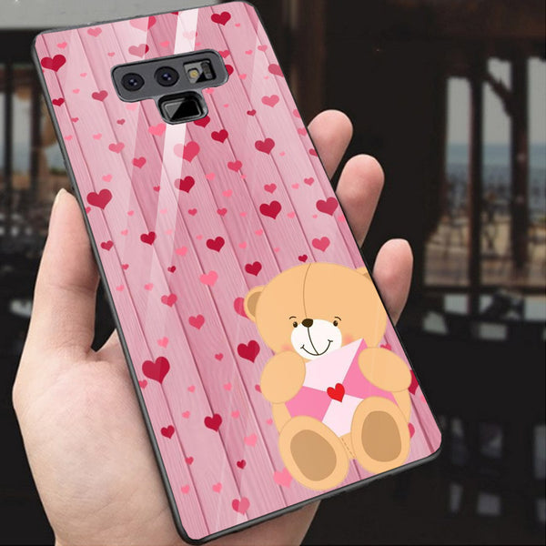 Cute Teddy Bear Tempered Glass Phone Case for Samsung Galaxy Note 9