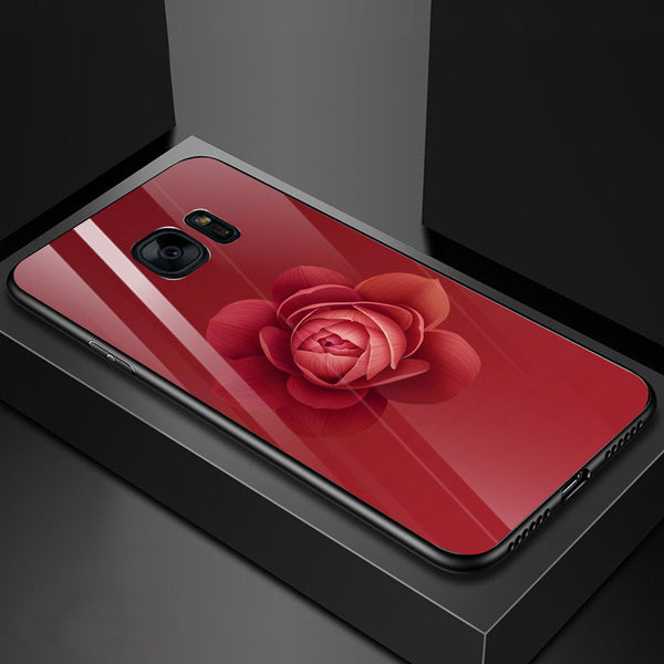 Beautiful Flowers Tempered Glass Phone Case for Samsung Galaxy S7 Edge