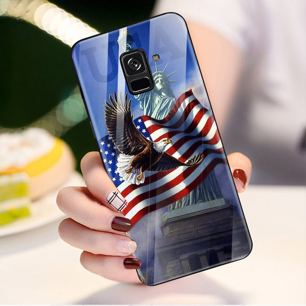 Eagle Tempered Glass Phone Case for Samsung Galaxy A8 Plus