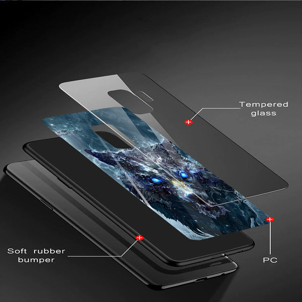 Wolf Eyes Tempered Glass Phone Case for Samsung Galaxy S9 Plus