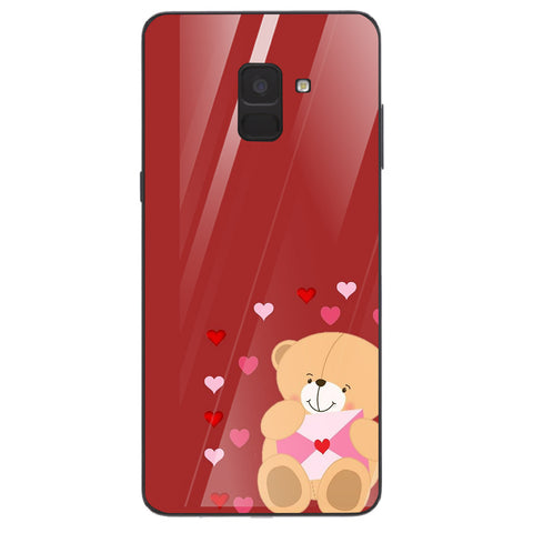 Cute Teddy Bear Tempered Glass Phone Case for Samsung Galaxy A8 Plus