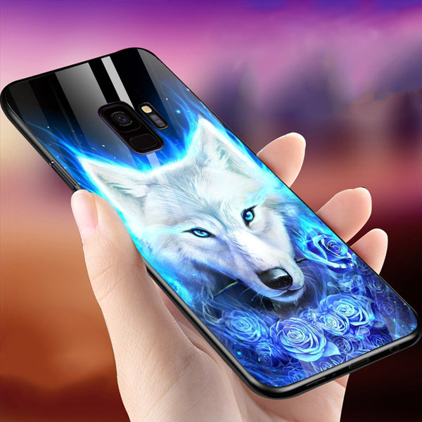 Wolf Eyes Tempered Glass Phone Case for Samsung Galaxy S9