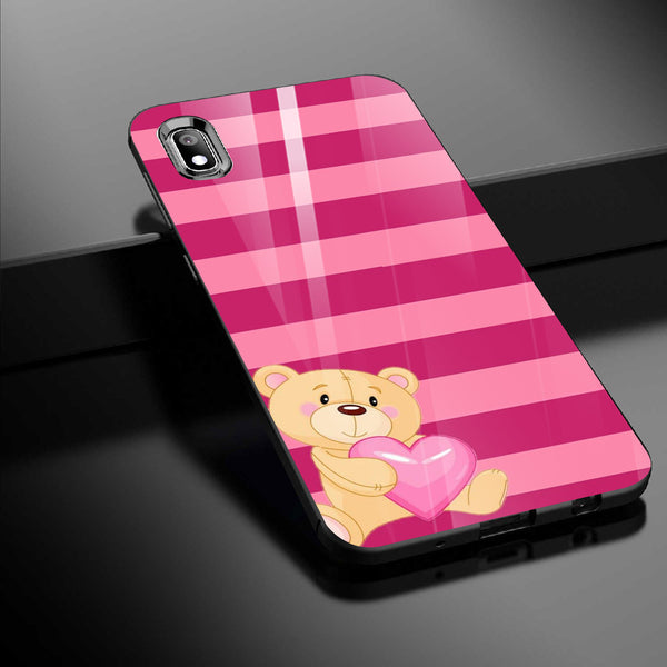 Cute Teddy Bear Tempered Glass Phone Case for Samsung Galaxy A10