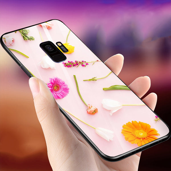Beautiful Flowers Tempered Glass Phone Case for Samsung Galaxy S9