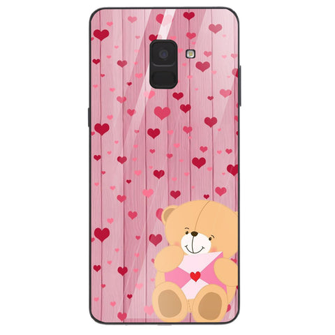 Cute Teddy Bear Tempered Glass Phone Case for Samsung Galaxy A8 Plus