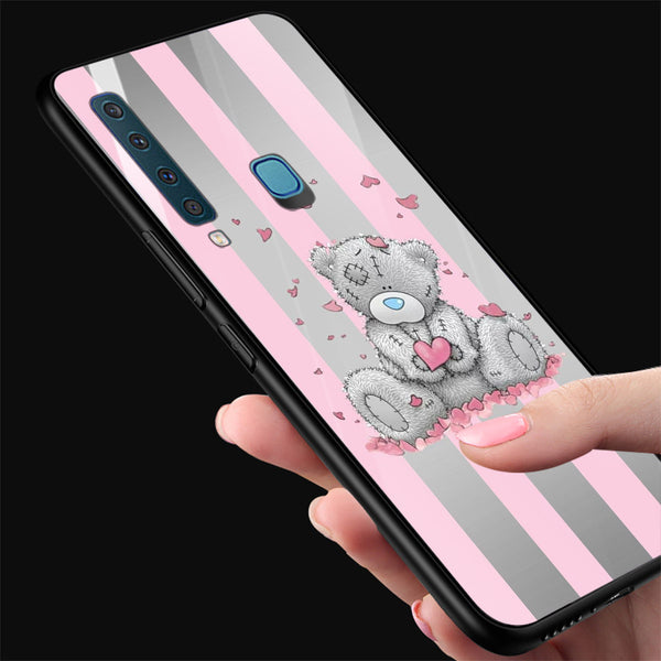 Cute Teddy Bear Tempered Glass Phone Case for Samsung Galaxy A9 2018