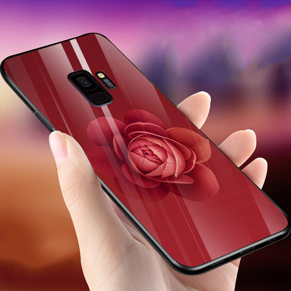 Beautiful Flowers Tempered Glass Phone Case for Samsung Galaxy S9