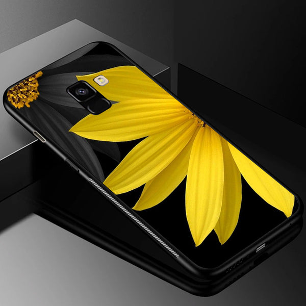 Beautiful Flowers Tempered Glass Phone Case for Samsung Galaxy A8 Plus
