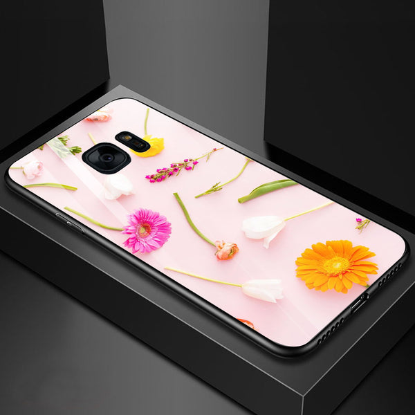 Beautiful Flowers Tempered Glass Phone Case for Samsung Galaxy S7 Edge