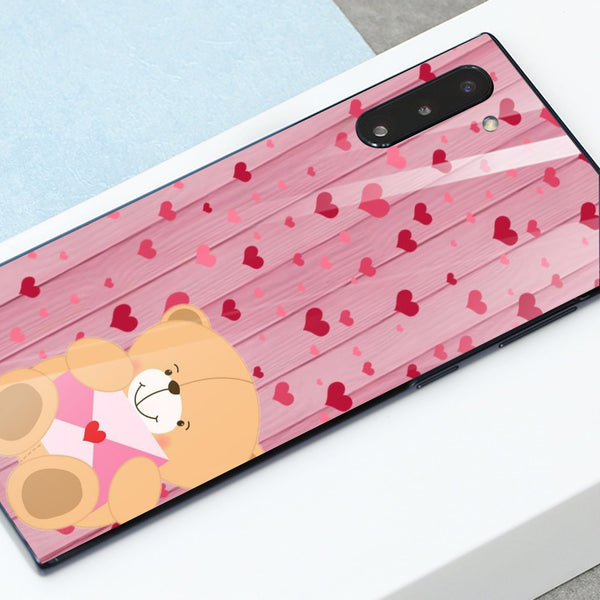 Cute Teddy Bear Tempered Glass Phone Case for Samsung Galaxy Note 10