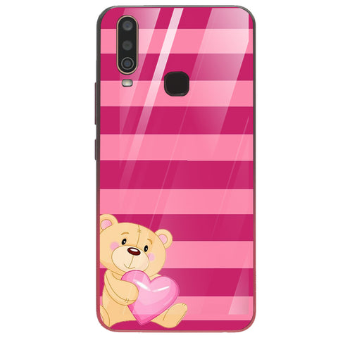 Cute Teddy Bear Tempered Glass Phone Case for Vivo Y15