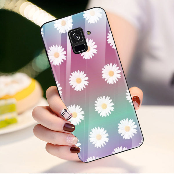 Beautiful Flowers Tempered Glass Phone Case for Samsung Galaxy A8 Plus