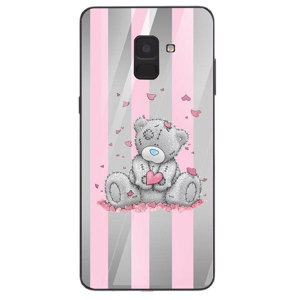 Cute Teddy Bear Tempered Glass Phone Case for Samsung Galaxy A8 Plus