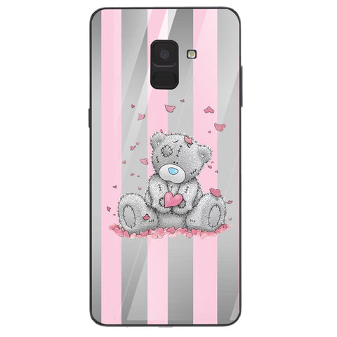 Cute Teddy Bear Tempered Glass Phone Case for Samsung Galaxy A8 Plus