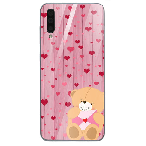 Cute Teddy Bear Tempered Glass Phone Case for Samsung Galaxy A70