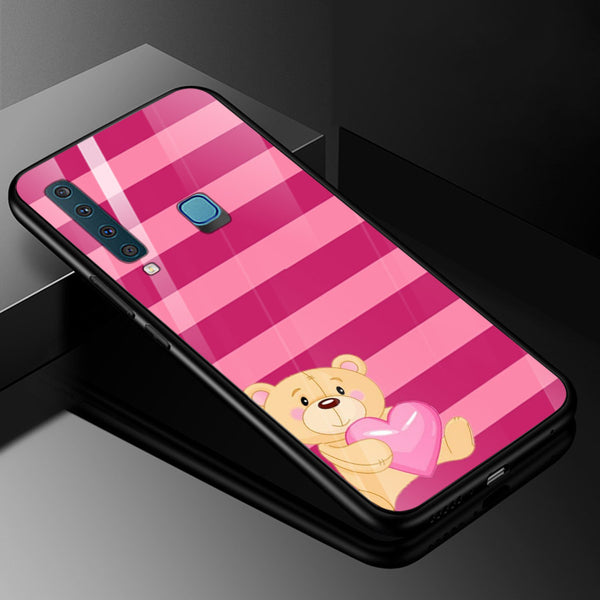 Cute Teddy Bear Tempered Glass Phone Case for Samsung Galaxy A9 2018