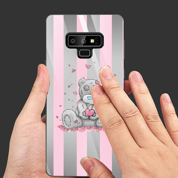 Cute Teddy Bear Tempered Glass Phone Case for Samsung Galaxy Note 9