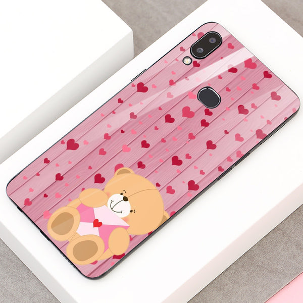 Cute Teddy Bear Tempered Glass Phone Case for Samsung Galaxy A10S