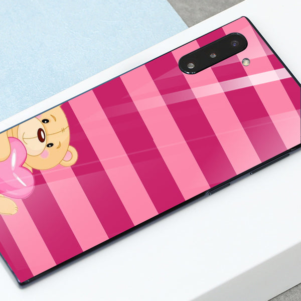 Cute Teddy Bear Tempered Glass Phone Case for Samsung Galaxy Note 10
