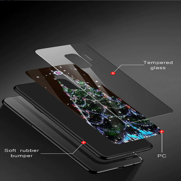 Merry Chrismas Tempered Glass Phone Case for Samsung Galaxy S9 Plus