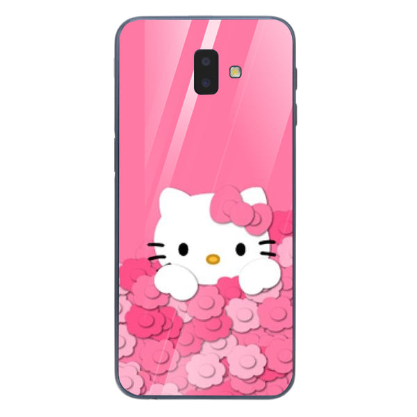 Cute Teddy Bear Tempered Glass Phone Case for Samsung Galaxy J6 Plus