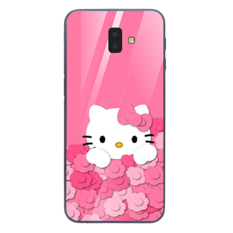 Cute Teddy Bear Tempered Glass Phone Case for Samsung Galaxy J6 Plus