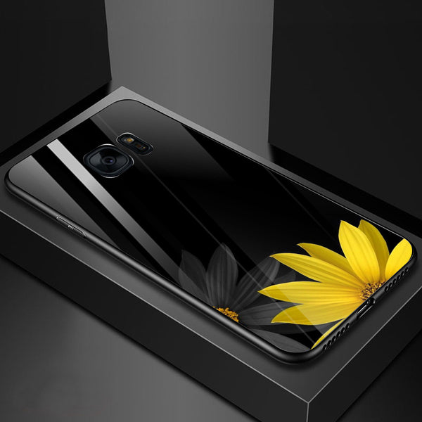 Beautiful Flowers Tempered Glass Phone Case for Samsung Galaxy S7 Edge