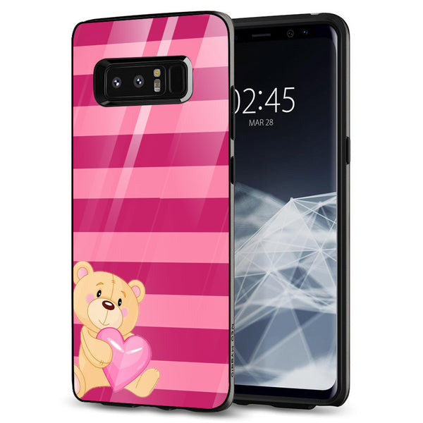 Cute Teddy Bear Tempered Glass Phone Case for Samsung Galaxy Note 8