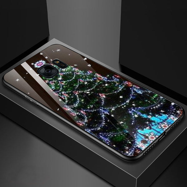 Merry Chrismas Tempered Glass Phone Case for Samsung Galaxy S7 Edge