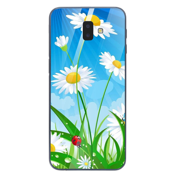 Beautiful Flowers Tempered Glass Phone Case for Samsung Galaxy J6 Plus