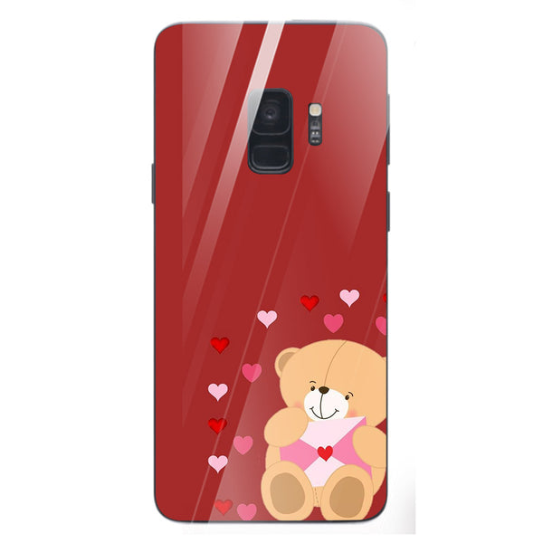 Cute Teddy Bear Tempered Glass Phone Case for Samsung Galaxy S9