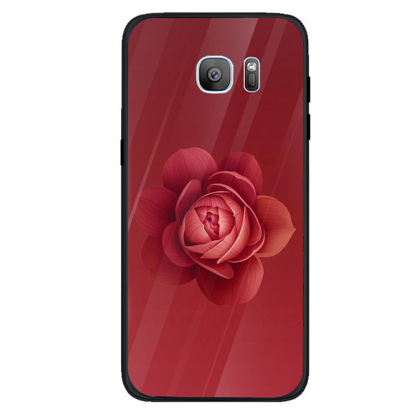 Beautiful Flowers Tempered Glass Phone Case for Samsung Galaxy S7 Edge