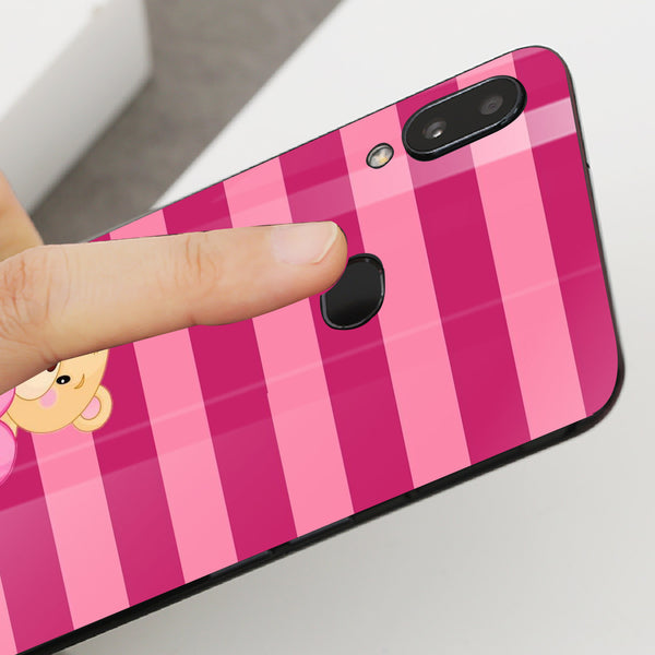 Cute Teddy Bear Tempered Glass Phone Case for Samsung Galaxy A10S