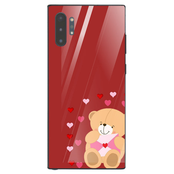 Cute Teddy Bear Tempered Glass Phone Case for Samsung Galaxy Note 10 Plus