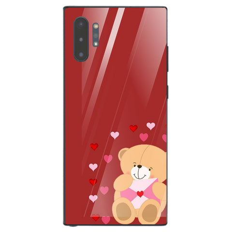 Cute Teddy Bear Tempered Glass Phone Case for Samsung Galaxy Note 10 Plus