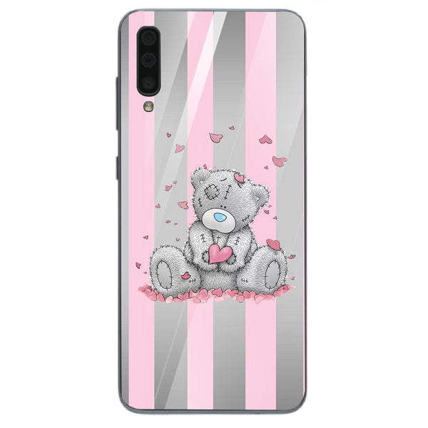 Cute Teddy Bear Tempered Glass Phone Case for Samsung Galaxy A70