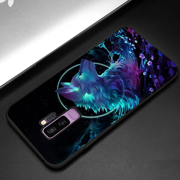Wolf Eyes Tempered Glass Phone Case for Samsung Galaxy S9 Plus
