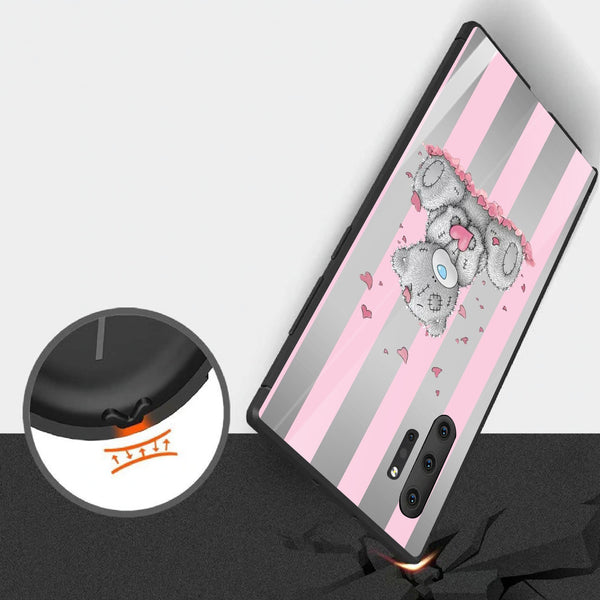 Cute Teddy Bear Tempered Glass Phone Case for Samsung Galaxy Note 10 Plus