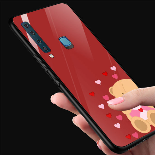 Cute Teddy Bear Tempered Glass Phone Case for Samsung Galaxy A9 2018