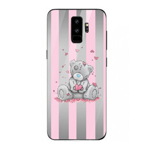 Cute Teddy Bear Tempered Glass Phone Case for Samsung Galaxy S9 Plus