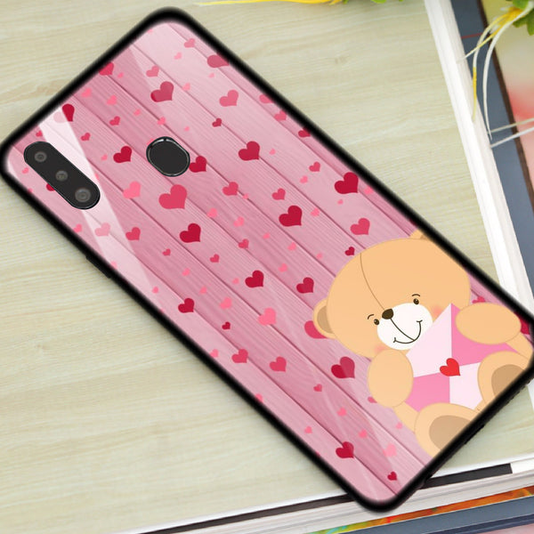 Cute Teddy Bear Tempered Glass Phone Case for Samsung