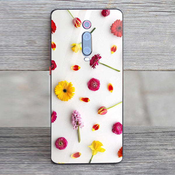 Beautiful Flowers Tempered Glass Phone Case for Xiaomi Redmi K20