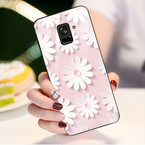 Beautiful Flowers Tempered Glass Phone Case for Samsung Galaxy A8 Plus