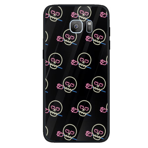 Halloween Skull Tempered Glass Phone Case for Samsung Galaxy S7 Edge